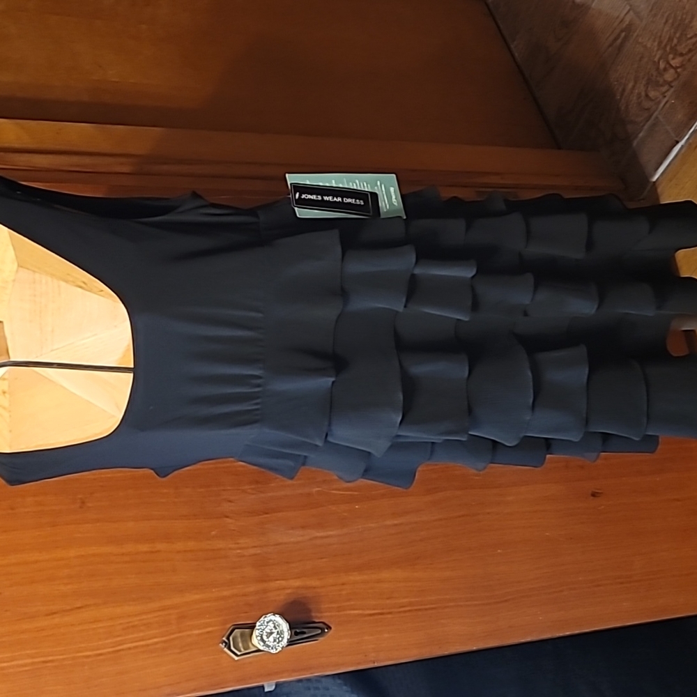 Jones Wear Black Tiered Dress, Size 14